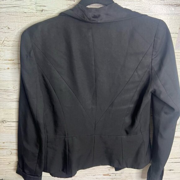 Tabitha for Anthropologie Ruffled Blazer black silk  blend size 6 - Picture 7 of 8